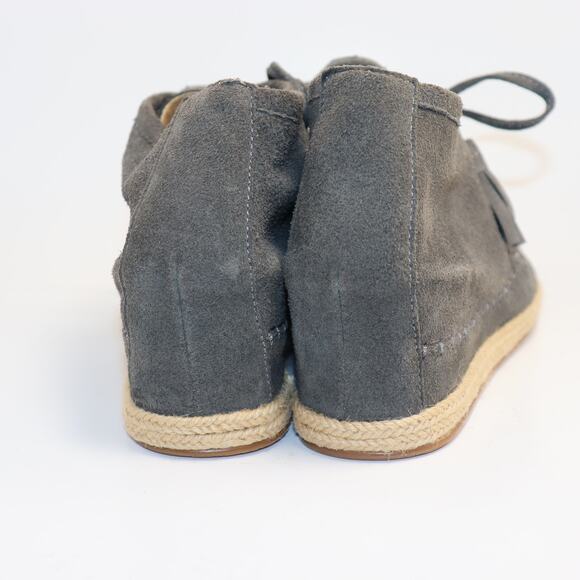 Crown Vintage Mac Suede Hidden Wedge Sz 8 Bootie Tassel Lace Gray - Picture 4 of 6